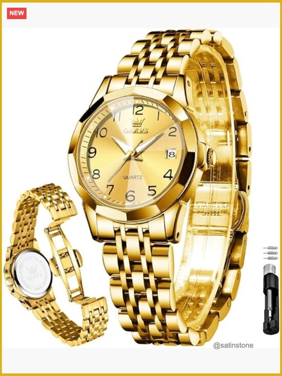 Analog Quartz Stainless Steel Women\'s Watch with Date - Water Resistant Luminous main image 3